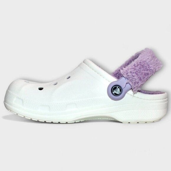 Crocs Unisex Baya lined fuzz strap clog white/lavender US Women's 8/Men's 6 - Picture 2 of 11